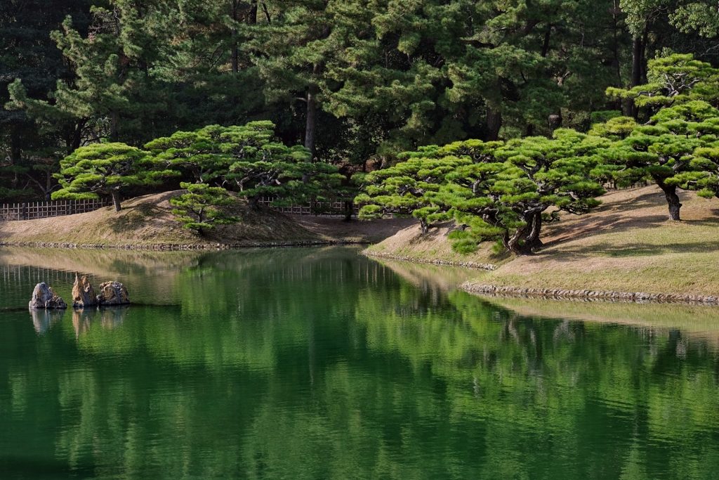 L'étang du Ritsurin koen à Takamatsu