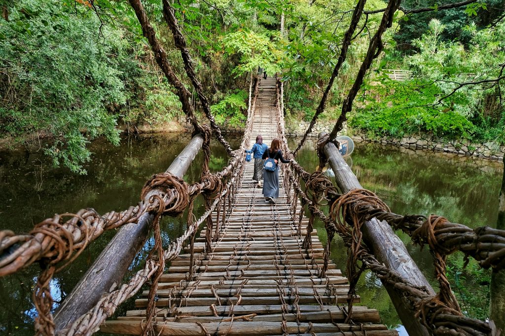 Le pont en liane de l'écomusée de Shikoku Mura