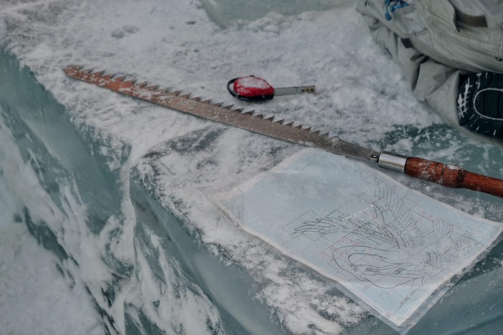 Les outils des sculpteurs de glace du festival de la neige de Sapporo