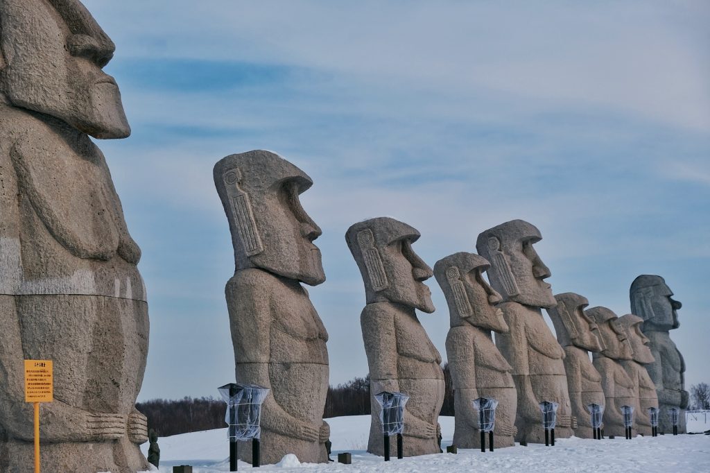 Les Moai à Takino sur Hokkaido