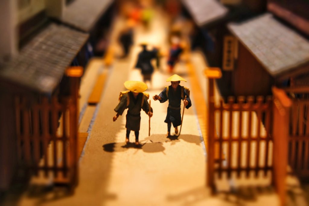 Maquette de l'entrée de la rue reconstituée du musée du style de vie d'Osaka
