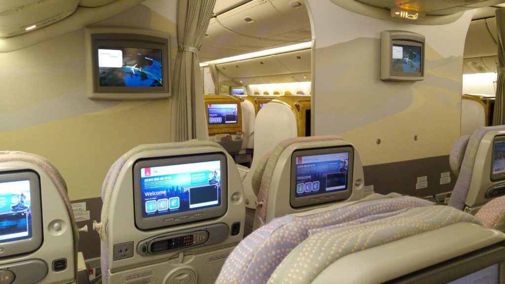 Notre avion Emirates entre Osaka et Dubaï n'est pas très rempli